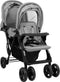 vidaXL - Tweelingkinderwagen - tandem - staal - lichtgrijs
