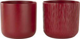 J-Line bloempot Gen - keramiek - rood - XXL - 2 stuks - Ø 26.5 cm