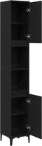 vidaXL - Badkamerkast - Zwart - Eiken - 30x30x190 - cm - Bewerkt - Hout