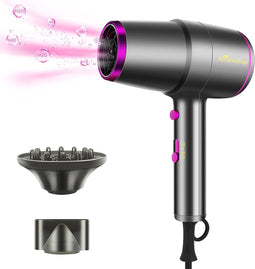 2200W Professionele Ionische Föhn - Compact en Krachtig met Diffuser & Mondstuk