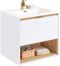 SoBuy BZR171-N - Wastafelonderkast - Compact design met opberglade - Wit