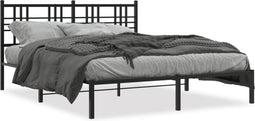 vidaXL - Bedframe - met - hoofdbord - metaal - zwart - 150x200 - cm