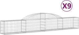 vidaXL - Schanskorven - 9 - st - gewelfd - 300x30x40/60 - cm - gegalvaniseerd - ijzer