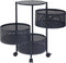 en.casa Keukentrolley Steigen - Serveertrolley met 3 manden - Zwart 59,5xØ33 cm