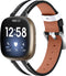 Leren Bandje Geschikt Voor Fitbit Versa 3, Sense - Zwart / Wit