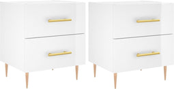 vidaXL - Nachtkastjes - 2 - st - 40x35x47,5 - cm - bewerkt - hout - hoogglans - wit