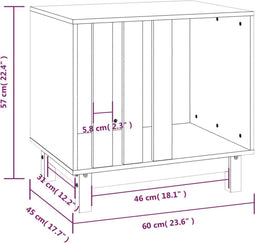 vidaXL - Hondenhok - 60x45x57 - cm - massief - grenenhout - wit