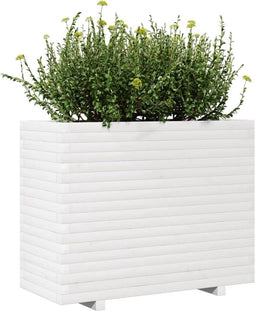 vidaXL - Plantenbak - 90x40x72 - cm - massief - grenenhout - wit