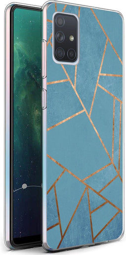 iMoshion Hoesje Geschikt voor Samsung Galaxy A71 Hoesje Siliconen - iMoshion Design hoesje - Blauw / Meerkleurig / Goud / Blue Graphic