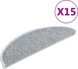 vidaXL - Trapmatten - zelfklevend - 15 - st - sisal-look - 56x17x3 - cm - blauw