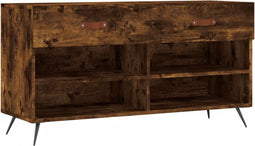 vidaXL - Schoenenbank - 102x35x55 - cm - bewerkt - hout - gerookt - eikenkleurig