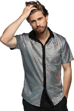 Boland - Shirt Disco Diamond zilver (L) - Volwassenen - Danser/danseres - 80's & 90's - Disco