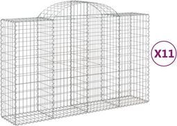 vidaXL - Schanskorven - 11 - st - gewelfd - 200x50x120/140 - cm - ijzer