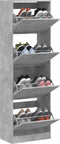 vidaXL Schoenenkast met 4 klaplades 60x34x187,5 cm betongrijs