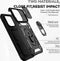 Lunso - Armor backcover hoes met ringhouder - Geschikt voor iPhone 14 Pro Max - Zwart