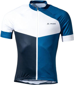 Vaude Posta FZ Tricot fietsshirt korte mouwen blauw met wit heren