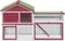 vidaXL - Konijnenhok - 185,5x60,5x109,5 - cm - massief - grenenhout - rood