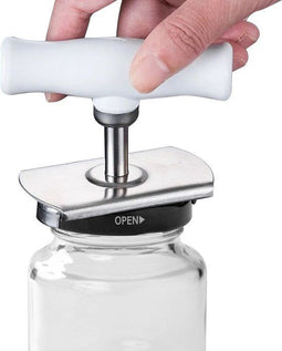 Techvavo® Potopener - Ergonomische Dekselopener - Antislip Handgreep - RVS/Wit