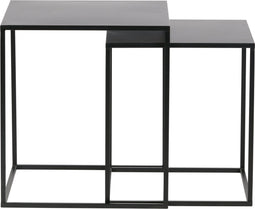 WOOOD Ziva Bijzettafels - Metaal - Zwart - Set van 2