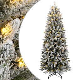 vidaXL - Kunstkerstboom - met - 150 - LED's - en - sneeuw - 150 - cm