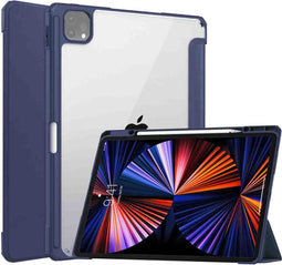 imoshion Tablet Hoes - Geschikt voor iPad Pro 12.9 (2022) / Pro 12.9 (2021) / Pro 12.9 (2020) / Pro 12.9 (2018) - Trifold Hardcase Bookcase - Donkerblauw