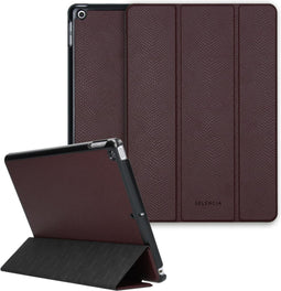 Selencia Tablet Hoes Geschikt voor iPad 8 (2020) 8e generatie / iPad 7 (2019) 7e generatie / iPad 9 (2021) 9e generatie - Selencia Kesia Slang Trifold Bookcase - Donkerrood