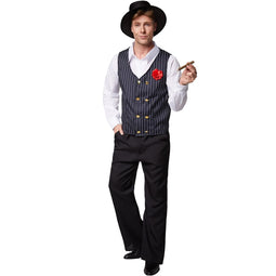 Charleston gentleman kostuum - heren kostuumset - zwart/wit - maat S