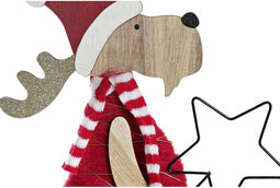 Kerstversiering DKD Home Decor Hout Polyester Rendier (5 x 22 x 41 cm) (4 Stuks)