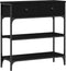 vidaXL - Console - Tafel - Zwart - Eiken - 72,5x25x75 - cm - Engineered - Hout - & - Staal