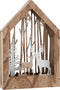 J-Line kerstdecoratie Winter Hert + Boom- hout - naturel - LED