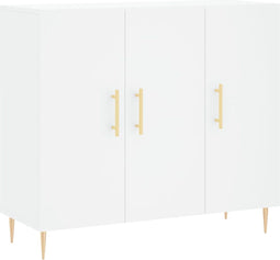 vidaXL - Dressoir - 90x34x80 - cm - bewerkt - hout - wit