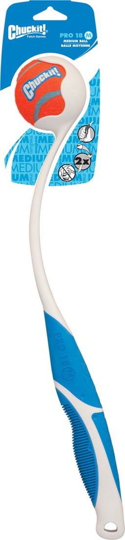 Chuckit! Pro Ball Launcher - 63 cm - Werpstok - Ballenwerper - Hondenspeelgoed - Incl. Tennisbal Medium - ø 6 cm - Kunststof - Wit/Blauw