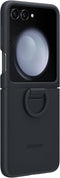 Samsung Galaxy Z Flip5 - Silicone Case met Ring - Krasbestendig Schokbestendig - Zwart