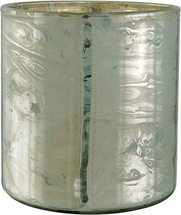 PTMD Davy Rond Theelicht - H16 x Ø15 cm - Glas - Wit