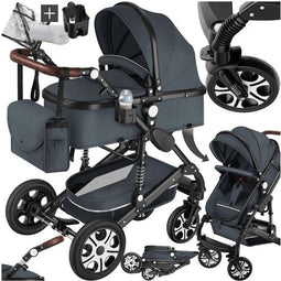 tectake® Mats - 2-in-1 Kinderwagen - Voetenzak Regenhoes Flessenhouder - Antraciet