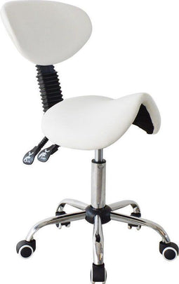 Zadelkruk ergonomisch - kapperskruk - rugleuning kantelbaar - hoogte verstelbaar - wit
