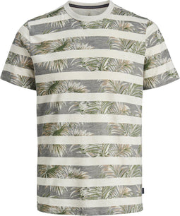 Jack & Jones JPRDUSTIN BLU - T-shirt korte mouw - Grijze strepen en bladeren print - Wit (2020)