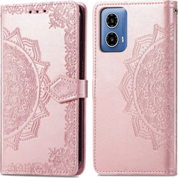 iMoshion Hoesje Geschikt voor Motorola Moto G34 Hoesje Met Pasjeshouder - iMoshion Mandala Bookcase - Rosé Goud