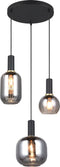 TRIO DIVA - Hanglamp - 3 lichtpunten - Zwart mat - Rookglas (1 stuk)