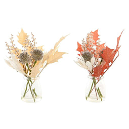 Decoratieve plant DKD Home Decor Kristal Gouden Bruin Polyethyleen Wit (6 x 6 x 27 cm) (2 Stuks)