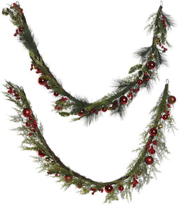 Kerstkrans Home ESPRIT Rood Groen Polyethyleen 23 x 11,5 x 180 cm (2 Stuks)