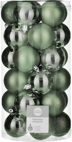 House of Seasons - Plastic Kerstballen Set - 30 stuks - Ø6 cm - Lichtgroen (30 stuks)