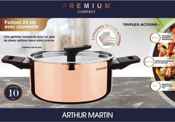 24 cm braadpan - ARTHUR MARTIN - AM945GT - 3 drievoudige actielagen: koper, aluminium, roestvrij staal - Alle warmtebronnen inclusief inductie