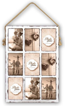ZEP - Houten Multi Houten Kingscote wit / bruin voor 9 foto's 10x15 (afmeting 32x47 cm) - BF984