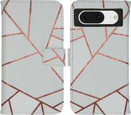 iMoshion Hoesje Geschikt voor Google Pixel 8 Hoesje Met Pasjeshouder - iMoshion Design Softcase Bookcase - Meerkleurig / White Graphic