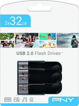 PNY Attaché 4 - USB 2.0 - 32 GB - Zwart (3 stuks)