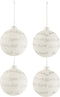 J-Line kerstbal Xmas - glas - wit/zilver - doos van 4 stuks