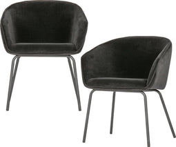 WOOOD Sien Eetkamerstoel - Velvet - Zwart - Set van 2