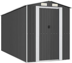 vidaXL - Tuinschuur - 192x440x223 - cm - gegalvaniseerd - staal - antracietkleurig