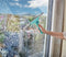 Leifheit Pro Reach XL - Raamtrekker 2in1 - 40 cm wisbreedte - Zilverkleurig Turquoise